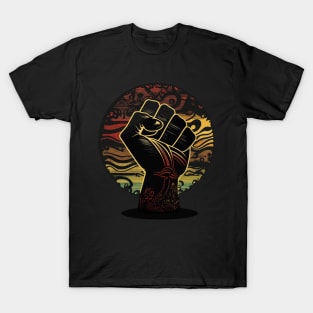 BLM Black Lives Matter Fist with Tribal Colors T-Shirt